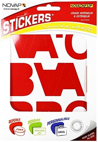 Novadhesif - Pochette lettres adhesives souples (alphabet complet) - 50 Mm - Rouge