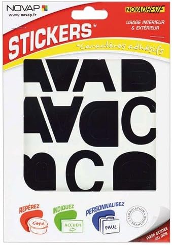 Novadhesif - Pochette lettres adhesives souples (alphabet complet) - 20 Mm - Noir