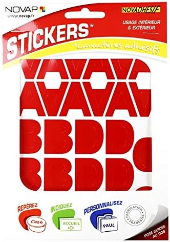 Novadhesif - Pochette lettres adhesives souples (alphabet complet) - 30 Mm - Rouge