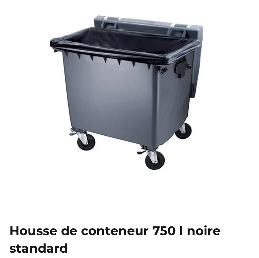 Housse noir 750 litres pour container poubelle