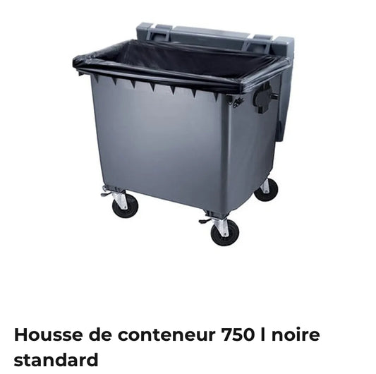 Housse noir 750 litres pour container poubelle